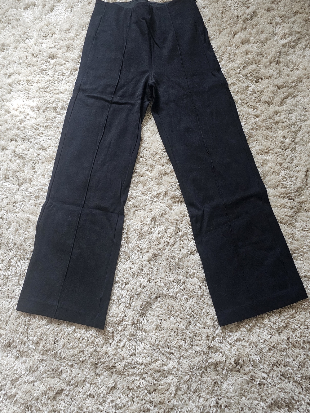 Ann Taylor Black Wide-Leg Creased Pants